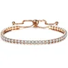 Link Bracelets Fashion Charm CZ Tennis Bracelet For Women Crystal Zircon Jewelry Adjustable Gold Silver Color Box Chain Gift