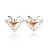 Boucles d'oreilles en argent Sterling 925 authentique, en forme de dôme, cœur doré pour femmes, bijoux d'oreille de mariage, cadeau, Brincos plaqué or