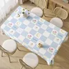 Table Cloth Yellow Orange Bear Grid Printed Tablecloth Household Dining Waterproof And Oil Resistant Tea Mat TV Dust-proof