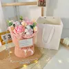 Fleurs décoratives fête des mères Bouquet de fleurs Crochet tissé artificiel éternel en peluche cadeau de mariage pour invité