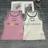 Kvinnor Stretch Knit Vest Summer Slim Knit Topps Designer Crew Neck Tank Top Embroidery Logo Sticke Tees Sports Vest