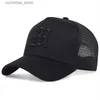 Ball Caps New Fashion Letter Baseball Hat Womens Breathable Hip Hop Hat Summer Leisure Mesh Hat Unisex Cotton Button HatY240315