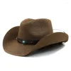 Bérets chapeau tissage à la main Cowboy Cowgirl paille été femmes soleil pliable évider kaki casquette de plage mode hommes unisexe chapeau de soleil
