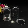 Pendanthalsband 500Sets/Lot 38 25mm Tube Glass Globe Lace Base Pärlor Cap Set Vial Cover Dome Halsband Söt charm