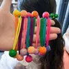 Hårtillbehör ett par solid kontrastfärg rund boll långt elastisk band för tjej söt kawaii enkel hästsvans bulle gummiband mode gåva