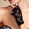 Guanti corti in pizzo sexy neri dal design senza dita Lady Goth Wedding Party Guanti estivi per protezione solare2528