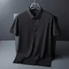 Sommer-Kurzarm-T-Shirt für Herren, Polo-Ausschnitt, Eisseide, POLO-Shirt für Herren, dünn, bügelfrei, spurloses Business-Hemd, T-Shirt-Oberteil