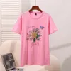 Kızlar Giyim Pamuk Kısa Kollu Sulu Baskılı Kadınlar Kısa Kollu Anne ve Kızlar Pamuk T-Shirt