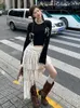 Rokken Kant Gehaakte Onregelmatige Streetwear Zoete Y2k Esthetische 3D Bloem Hoge Taille Rok Verstoorde Vrouwen Fee Sexy Harajuku Faldas