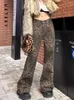 Damenjeans UETEEY Leopard High Waisted Wide Leg Baggy Pants Streetwear Hosen Y2k Mode 2024 Vintage Loose Denim Mom Jean