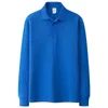 Wysokiej jakości jesienna solidna koszula polo 100% bawełniane długie rękawowe koszulki polo Casual Lapel Tops moda męska odzież s-4xl 240326