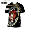 Herr t-shirts 3D-tryck Mens T-skjorta toppar punk ts sommar överdimensionerade casual kort slve pullover tung metall vind strtwear harajuku kläder y240315