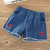 Summer Fashion Girls Soft Denim Pocket Short Jeans Pants Baby Casual Trousers Kids Shorts Childrens Clothing For 2-12 240305