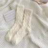 Женские носки, зимние теплые полотенца с косой узором, утолщенные коралловые бархатные напольные сверхмягкие домашние носки средней длины