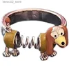 Trouwringen Punk Fun Lente Hond Ring Kinderen Cartoon Puppy Schattig Kpop Meisje Wijsvinger Verstelbare Open Ring voor nauwe vrienden van kinderen Q240315