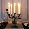 3/5-Arm Metal Plated Candle Holders Retro Candelabra European Style Simple Romantic Candlestick Pillar Wedding Party Centerpiece 240314
