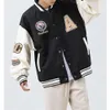 Niestandardowe bawełniane litery i cyfry Nowa moda kurtka baseballowa Jesien Man Black Letterman Plussize Mens Varsity Jackets 56 S
