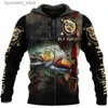 Erkek Hoodies Sweatshirts Sazan Balıkçılık Grafik Zip Hoodie Erkekler İçin Hoodie Giyim Sweatshirt Kadın Hoodies 3d Walleye Pike Sinek Balık Baskılı Kapşonlu Takipler L240315