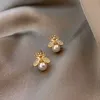 Boucles d'oreilles Nouveau design femmes bijoux de mode 14K plaqué or abeille Zircon perle boucles d'oreilles pour fête de Noël filles accessoires de mode 230831