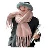 Scarves Luxury Cashmere Scarf Classic Tassels Fluffy Thickened Color Soft Shawl Solid Warm Versatile Women Large Shaw I6D5