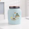 Storage Bottles Chinese Ceramic Tea Can With Lid Home Fruit Nuts Coffee Beans Medicinal Herbs Sealed Jar Kitchen Food Container Decoration