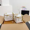 مرآة الأزياء الأزياء الفاخرة مصممة Golden Cosmetic Bag Crossbody Makeup Ball Babs Squar