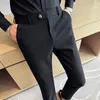 Men's Suits British Style Fashion Men Dress Pants Office Social Business Casual Suit Man Slim Fit Wedding Trousers Male Clothing L07