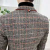 Gitter Marke Kleidung Männer Frühling Casual Business SuitMale hochwertige Baumwolle Slim Fit Blazer JackenMann Plaid Mäntel S-4XL 240311