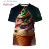 T-shirts pour hommes Summer Hot Food Cone Ice 3D Imprimer T-shirts Cake Ice Fashion Personnalité Unisexe Court Slve T-shirt à col rond Ts Y240315