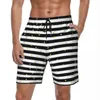 Heren shorts badmode klassieke polka dots en strepen bord zomer zwarte lijnen stijlvolle korte broek mannelijke sport surf zwemstammen