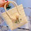 HD4396 Cream Sweet Girl Yellow Hook Woven Flower Handbag Collection Pure Desire Gentle Wind Chime Orchid Carrying Bag 240315