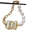 Yygem Natural Cultured White Rice Pearl Gold Color Color Color Color Color Color Coler Coloret Bracelet White Biwa Pearl Connector 8 240305