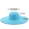 Berets Summer Solid Color Girl Straw Hat Women Big Wide Brim Beach Travel Foolble Sun Sunscreen UV Ochrona Panama Cap