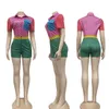 女性のための夏のロンパーズパッチワークカラー格子縞のプリントセクシーな短袖ジャンプスーツ新しいクラブスリムガールズロンパーズとジャンプスーツ