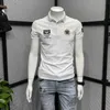 Men's Polos Designer Polo men's short sleeve new summer solid color embroidered chapter collar T-shirt trend versatile slim Lapel T-shirt VVF0