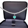 Designer High Version Emamel Love Tiffay och Co Necklace Ins Wind Drip Lime Heart Shaped Round Bead Buddha Chain Peach