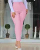 Pantaloni da donna Estate Donna Tasca Vita alta Slim Matita alla caviglia 2024 Pantaloni skinny casual da donna Solid Viola Blu Rosa Nero