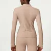 Lu Align Camicia al limone Nuove donne Sport atletici Aderente Manica lunga Fiess Yoga Top con fori per i pollici Giacca da palestra Cappotto da corsa femminile Jo