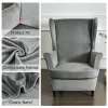 Gardiner Velvet Wingback Chair Cover Stretch Wing fåtöljskydd med sittdyna Cover Elastic Soffa Slipcovers Solid Color Soffa Covers