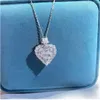 Luxury Heart shape Pendant AAAAA Zircon cz Real 925 Sterling silver Party Wedding Pendant with Chain Necklace for women jewelry293B