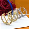 Altın Küpeler Büyük Çember Küpeler Kadınlar İçin Lady Küpe Tasarımcısı Hediyeler Sevgililer Günü Tase Mücevherleri Orijinal Kutu ile Set Louise Vutton Viuton