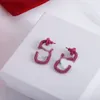 Boucles d'oreilles en cristal de luxe lettre V Stud marque classique créateur de mode femmes Rose rouge noir strass fête de mariage diamant bijoux cadeau de saint valentin