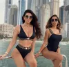 Zincir Accent Siyah Çok Molor Bikini Kadınlar İçin Set - Tasarımcı Mayolar Yaz Plajı Giyim S -XL Boyutları