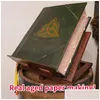 Objets décoratifs Figurines Charmed Livre des Ombres Rétro Vert Er Histoires Anciennes Journal Relié 350 Pages Livre de Sorts Cadeau Magique D Dhy80