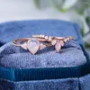 Anéis de cluster Gem's Beauty 925 Sterling Silver Wedding Ring Set para mulheres elegantes jóias pêra corte banda de noivado moonstone opala
