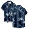 Camisas casuais masculinas tie dye design verão manga curta com decote em v gola virada para baixo estilo praia camisa de botão