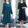 Vestidos casuales Traje de dos piezas Señora de mediana edad Temperamento Madre Jersey Vestido Trajes Otoño Cortavientos Abrigo Mujer Elegante Traje Tanque