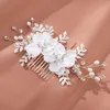 Clips para el cabello, peine de flores blancas, joyería para mujer, Tiaras nupciales, accesorios, tocado, diadema de boda