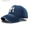 Cappellini da baseball 2023 Nuovo marchio di lusso MY ricamato cappello da baseball in denim di lavaggio Mens alta qualità nero vintage Y2k cappello da papà Gorilla HomebreY240315