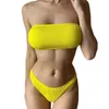 Use 2024 New Women's Swimsuit Bikini Sexy Solid Color Bra Sexy Comércio Exterior Split Bikini Swimsuit para mulheres Tamanho SXL